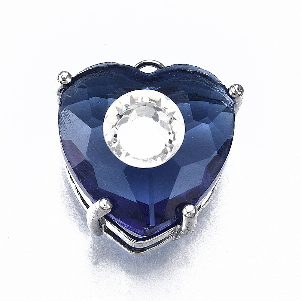 

PandaHall Transparent Faceted Glass Pendants, with Brass Prong Settings, Heart with Eye, Platinum, Blue, 16.5x15x10mm, Hole: 2mm Brass+Glass...