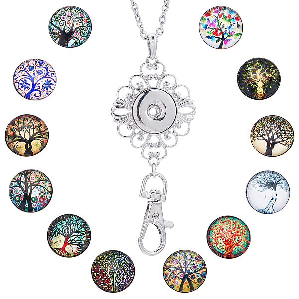 

PandaHall SUNNYCLUE DIY Interchangeable Tree of Life Office Lanyard ID Badge Holder Necklace Making Kit, Including Glass Snap Buttons &..., Multicolor