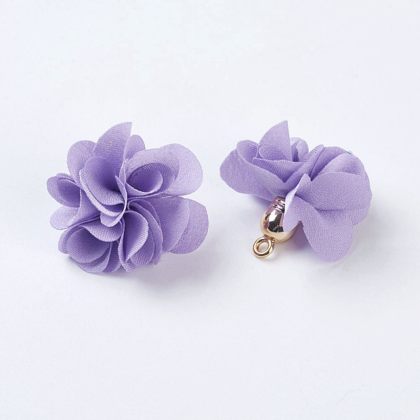 

PandaHall Cloth Pendant Decorations, with Acrylic Findings, Flower, Lilac, 25~30x28~35mm, Hole: 2mm Cloth Flower Purple