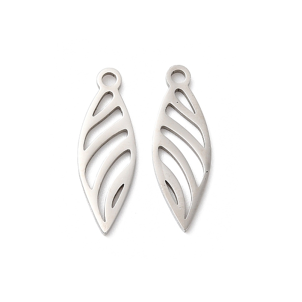

PandaHall 201 Stainless Steel Pendants, Laser Cut, Hollow, Leaf Charm, Stainless Steel Color, 20x6.5x1mm, Hole: 1.6mm 201 Stainless Steel...