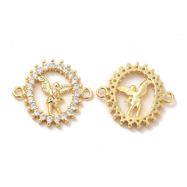 

PandaHall Eco-Friendly Rack Plating Brass Pave Clear Cubic Zirconia Connector Charms, Round Ring with Angel Links, Long-Lasting Plated, Lead...