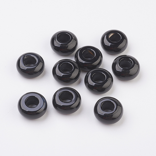 

PandaHall Randomly Mixed Natural Black Agate and Banded Agate European Beads, Large Hole Beads, Rondelle, Dyed, 12x6mm, Hole: 5mm Black...