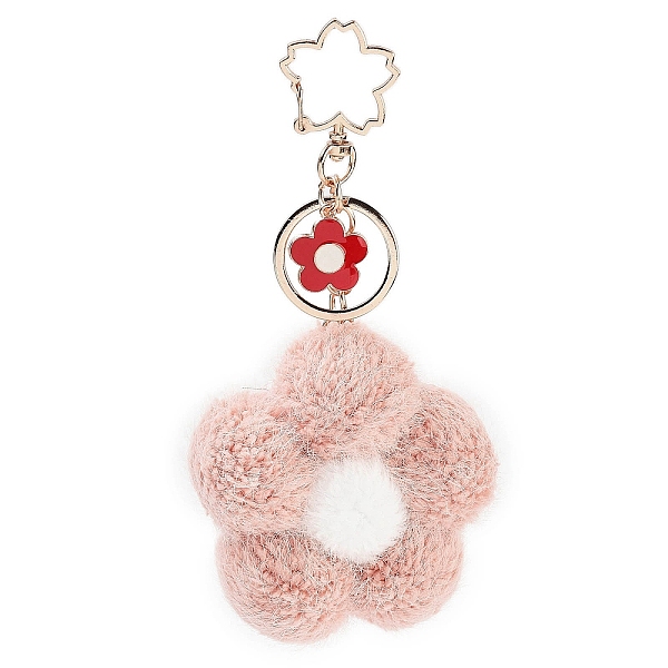 

PandaHall Flower Plush Pendant Keychain, with Alloy Finding for Keychain, Purse, Backpack Ornament, PeachPuff, 15.4cm Alloy Flower Brown