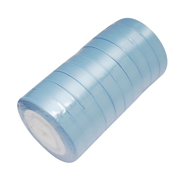 PandaHall Single Face Satin Ribbon, Polyester Ribbon, Light Blue, about 3/4 inch(20mm) wide, 25yards/roll(22.86m/roll), 250yards/group...