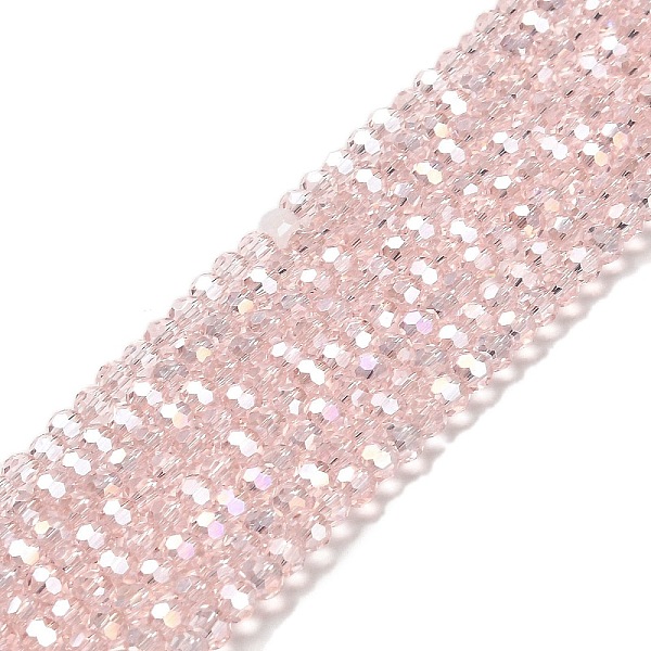 

PandaHall Transparent Glass Beads, 32 Facets, AB Color Plated, Round, Linen, 3.5x3mm, Hole: 1mm, about 163~166pcs/strand, 50~51cm Glass..., Brown