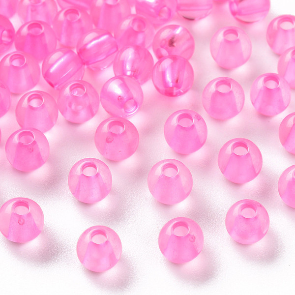 

PandaHall Transparent Acrylic Beads, Round, Pearl Pink, 6x5mm, Hole: 1.8mm, about 4400pcs/500g Acrylic Round