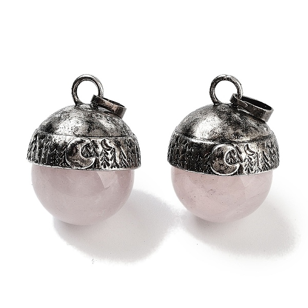 

PandaHall Natural Rose Quartz Sphere Pendants, Rack Plating Antique Silver Plated Brass Round Charms, Cadmium Free & Lead Free...