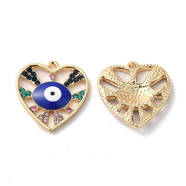

PandaHall Alloy Rhinestone Pendants, with Enamel, Cadmium Free & Nickel Free & Lead Free, Heart with Evil Eye Charm, Golden, 20.6x20x3.5mm..., Multicolor