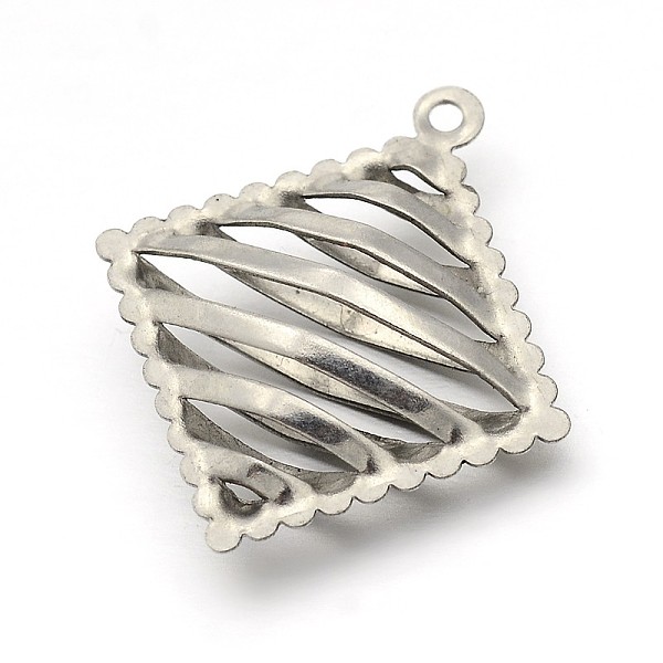 

PandaHall Original Color Hollow Rhombus 304 Stainless Steel Pendants, Stainless Steel Color, 25.5x23x6.5mm, Hole: 1.5mm 304 Stainless Steel...