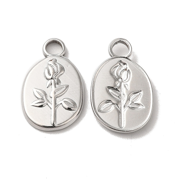 

PandaHall 304 Stainless Steel Pendants, Oval with Flower Charm, Stainless Steel Color, 17x11x2mm, Hole: 3mm 304 Stainless Steel Oval