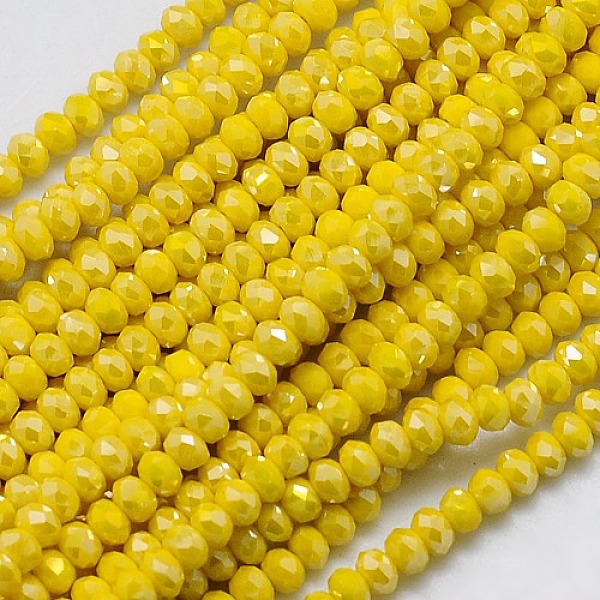 

PandaHall 1 Strand Electroplate Opaque Solid Color Crystal Glass Rondelle Beads Strands, Faceted, AB Color Plated, Gold, 3x2mm, Hole: 1mm...