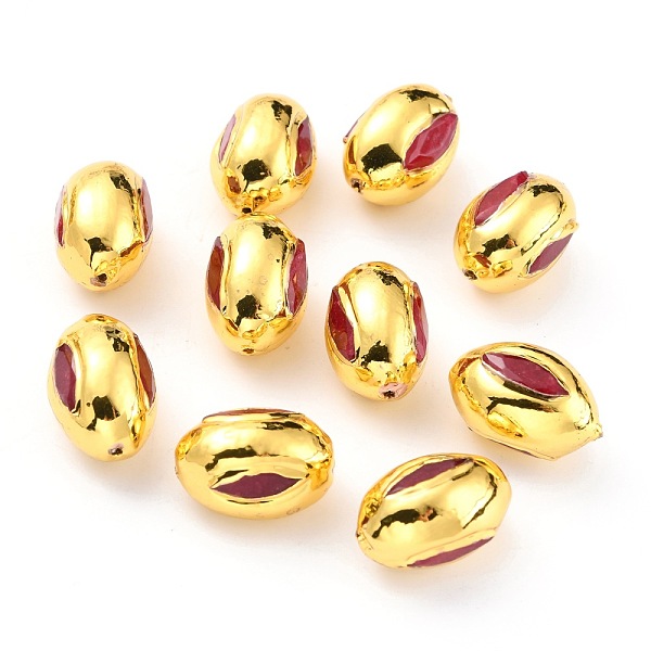 

PandaHall Natural Quartz Beads, with Golden Brass Edge, Dyed, Oval, Red, 15.5~16x11.5~12mm, Hole: 0.8mm Other Quartz Oval Red