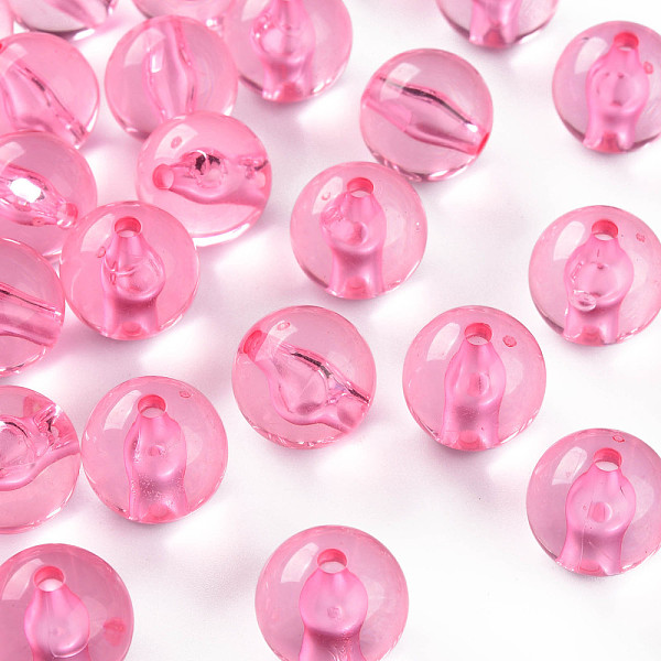 

PandaHall Transparent Acrylic Beads, Round, Hot Pink, 16x15mm, Hole: 2.8mm, about 220pcs/500g Acrylic Round