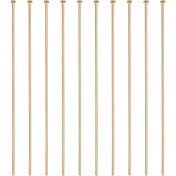 BENECREAT 100PCS 18K Real Gold Plated Flat Head Pins 21 Gauge Brass Head Ball pins for Jewelry Making - 63mm Long