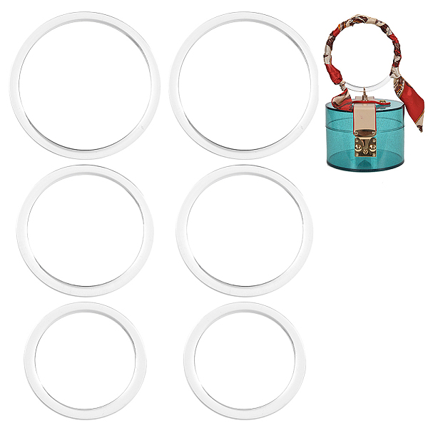 

PandaHall WADORN 6Pcs 3 Style Plastic Bag Handles, Round Ring, Bag Replacement Accessories, Clear, Inner Diameter: 9~12.3cm, 2pcs/style...