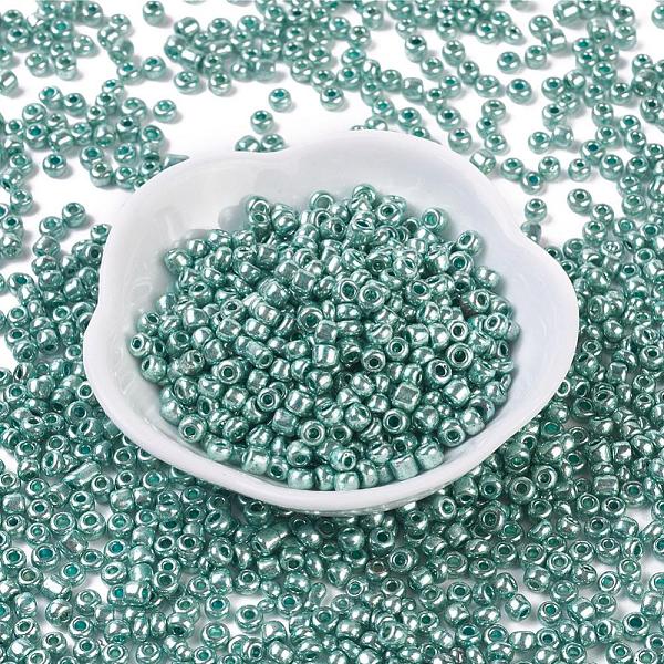 

PandaHall 12/0 Glass Seed Beads, Metallic Colours Style, Round, Cyan, 12/0, 2mm, Hole: 1mm, about 30000pcs/pound Glass Cyan