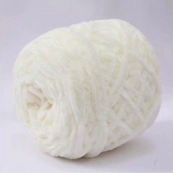 PandaHall Wool Chenille Yarn, Velvet Cotton Hand Knitting Threads, for Baby Sweater Scarf Fabric Needlework Craft, Snow, 5mm, 95~100g/skein...