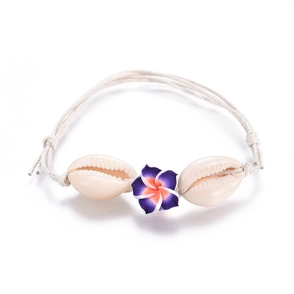 

PandaHall Chinese Waxed Cotton Cord Bracelets, with Shell and Handmade Polymer Clay Flower Beads, Mixed Color, 2-1/4 inch(5.6cm)~3-1/2 inch..., Multicolor