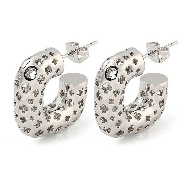 

PandaHall Rack Plating Brass Stud Earrings, Long-Lasting Plated, Lead Free & Cadmium Free, C-shape, Platinum, 22x22mm Brass Others