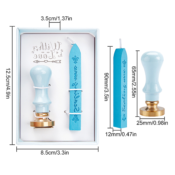 

PandaHall Plastic Paper Box DIY Scrapbook, Brass Wax Seal Stamp, Wood Handle and Candle, Light Sky Blue, 12.5x8.5x3.5cm Plastic None