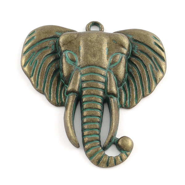 

PandaHall Elephant Zinc Alloy Big Pendants, Cadmium Free & Nickel Free & Lead Free, Antique Bronze & Green Patina, 54x48x5.5mm, Hole: 3mm...