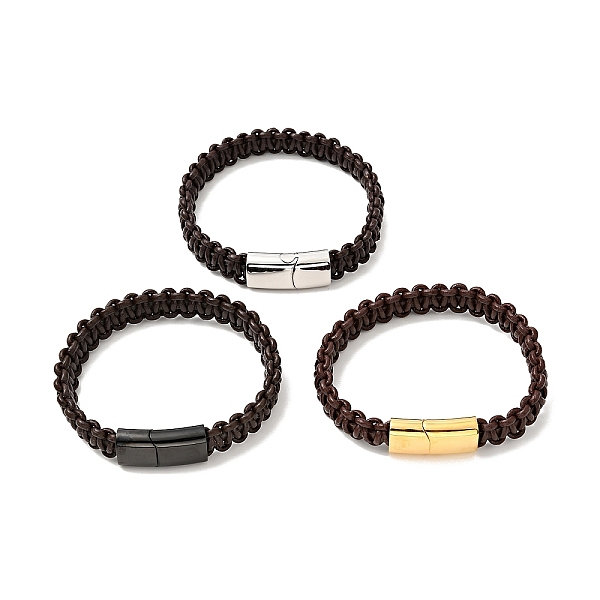 

PandaHall Leather Braided Cord Bracelet with 304 Stainless Steel Magnetic Clasp for Men Women, Mixed Color, 8-5/8 inch(22cm) Leather
