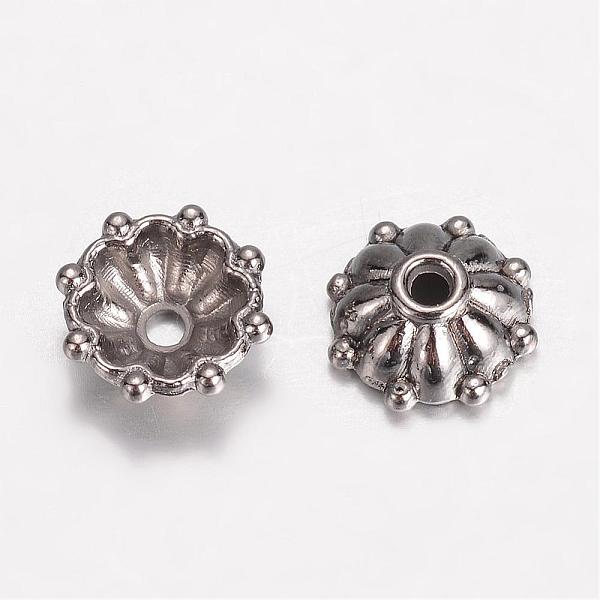 

PandaHall Alloy Fancy Bead Caps, Multi-Petal Flower, Gunmetal, 8x3mm, Hole: 1mm Alloy