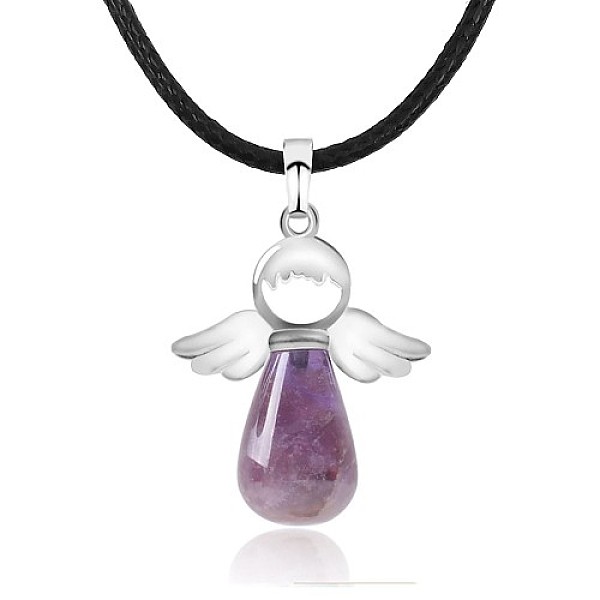 Engel-Halsketten Mit Natürlichem Amethyst-Anhänger