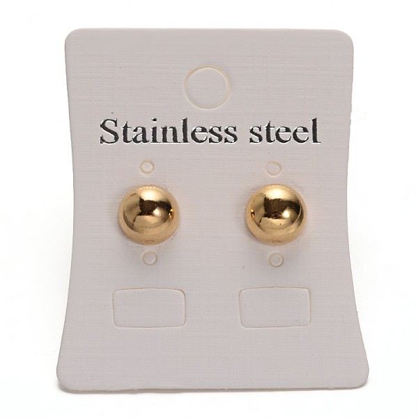 

PandaHall 304 Stainless Steel Dangle Stud Earrings, Hypoallergenic Earrings, Half Round, Golden, 8mm, Pin: 0.6mm 304 Stainless Steel