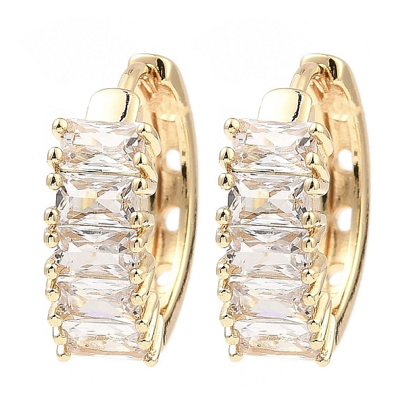 

PandaHall Brass with Cubic Zirconia Hoop Earrings, Rectangle, Light Gold, 18x6x20mm Cubic Zirconia Rectangle Clear