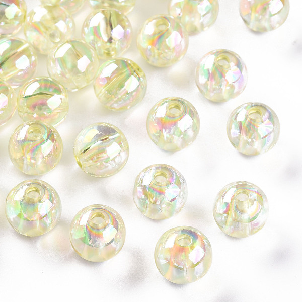 

PandaHall Transparent Acrylic Beads, AB Color Plated, Round, Pale Green, 10x9mm, Hole: 2mm, about 940pcs/500g Acrylic Round