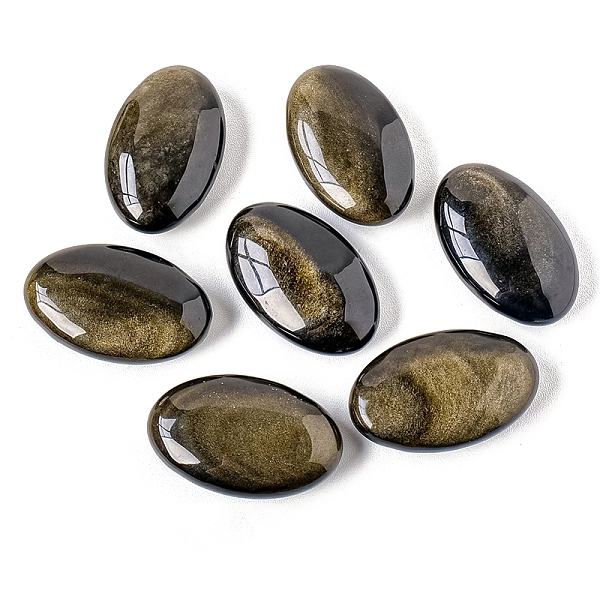 Oval Natural Golden Sheen Obsidian Healing Massage Palm Stones