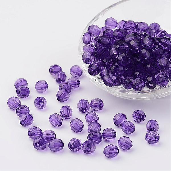

PandaHall Transparent Acrylic Beads, Faceted, Round, Purple, 8mm, Hole: 1.5mm, about 1800pcs/500g Acrylic Round Purple