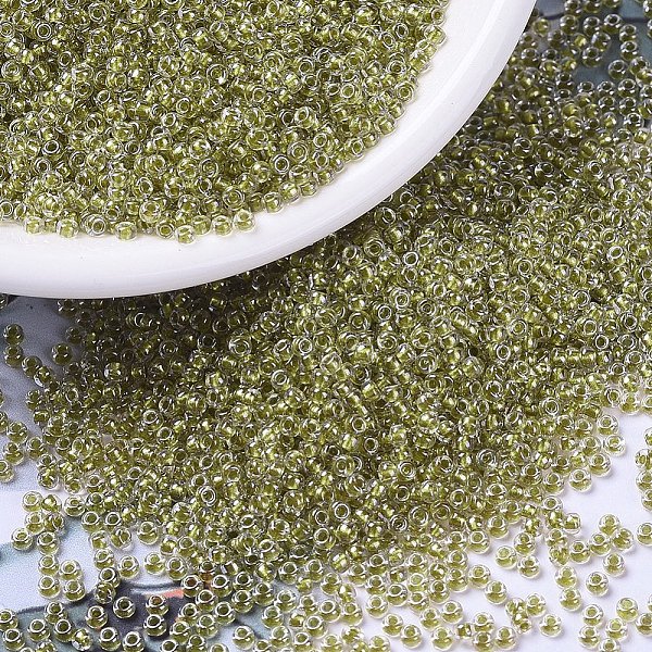 

PandaHall MIYUKI Round Rocailles Beads, Japanese Seed Beads, 11/0, (RR1125) Sparkling Honey Beige Lined Chartreuse, 2x1.3mm, Hole: 0.8mm..., Green