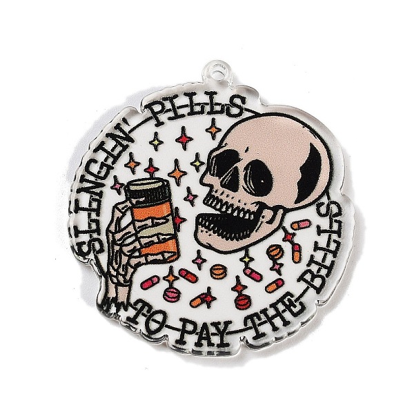 

PandaHall Acrylic Pendants, Hallowmas Series Charms, Skull, Bottle, 37x35x2.3mm, Hole: 1.6mm Acrylic Bottle