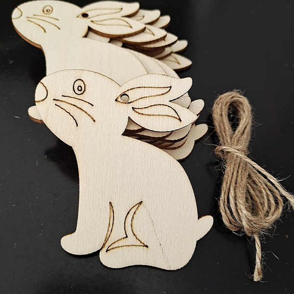 

PandaHall Easter Unfinished Wood Pendant Ornaments, with Hemp Rope, for Blank Crafts DIY Easter Party Hanging Decoration Supplies..., Orange