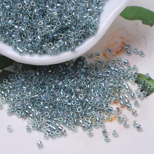 

PandaHall MIYUKI Delica Beads, Cylinder, Japanese Seed Beads, 11/0, (DB0084) Sea Foam Lined Crystal AB, 1.3x1.6mm, Hole: 0.8mm, about..., Cyan