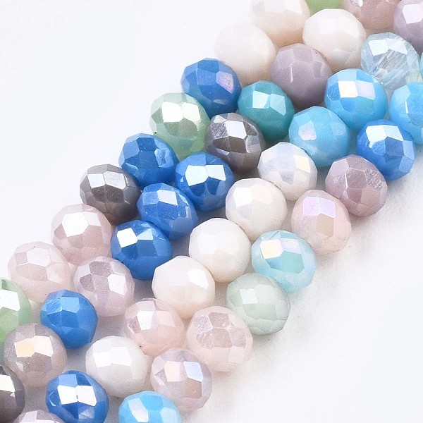 

PandaHall Glass Beads Strands, AB Color Plated, Faceted, Rondelle, Colorful, 3.5x3mm, Hole: 0.8mm, about 132~140pcs/strand, 14.80 inch~15.16...