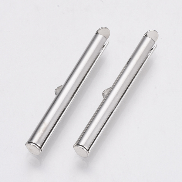 

PandaHall Brass Slide On End Clasp Tubes, Slider End Caps, Platinum, 6x35x4mm, Hole: 1x3mm, Inner Diameter: 3mm Brass
