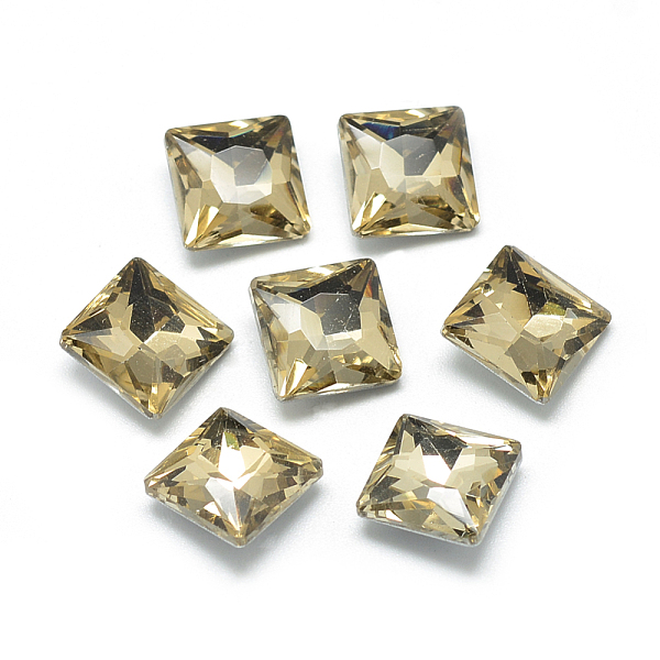 

PandaHall Pointed Back Glass Rhinestone Cabochons, Back Plated, Faceted, Square, Dark Khaki, 8x8x3.5mm Glass Rhinestone Square Yellow