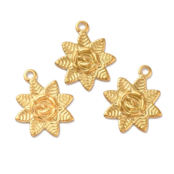 

PandaHall Ion Plating(IP) 304 Stainless Steel Pendants, Flower Charm, Golden, 20x17x1.2mm, Hole: 2mm 304 Stainless Steel Flower