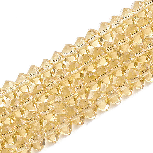 

PandaHall Glass Beads Strands, Faceted, Triangle, Gold, 7~7.5x7~7.5x4~5mm, Hole: 1.5mm, about 100pcs/strand, 17.3 inch~19 inch Glass...