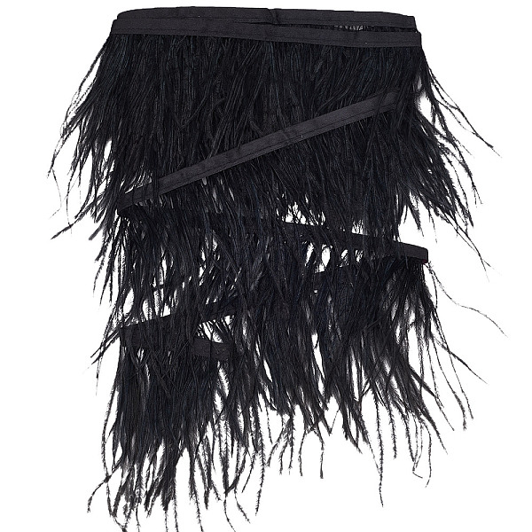 

PandaHall GORGECRAFT 2.2 Yards Black Ostrich Feather Trim Fringe 4-6 Inch Width Craft Plumes Feathers with Satin Ribbon Tape Ornament...
