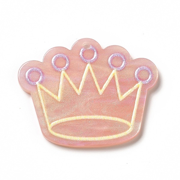 

PandaHall Printed Opaque Acrylic Pendants, Crown Pattern, 27x34x2.5mm, Hole: 1.5mm Acrylic Crown