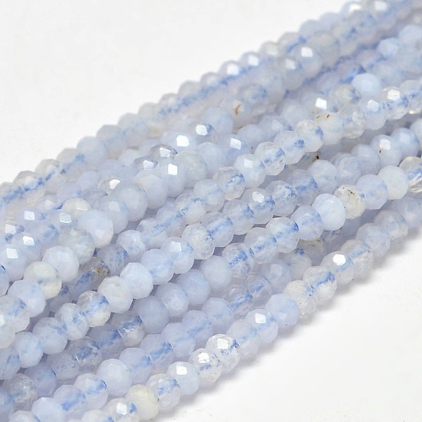 

PandaHall Faceted Rondelle Natural Blue Lace Agate Beads Strands, 3x2mm, Hole: 1mm, about 180pcs/strand, 15.5 inch Blue Lace Agate Rondelle