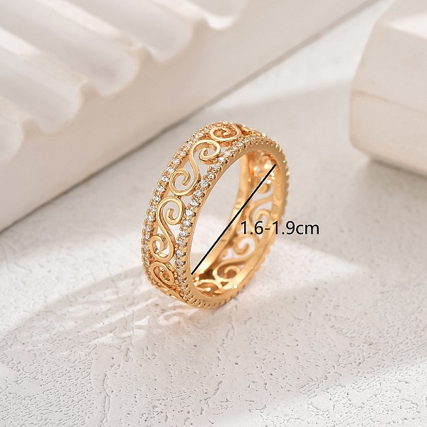

PandaHall Elegant Cloud Pattern Brass Cubic Zirconia Ring for Women Casual Vacation Wear, Golden, US Size 9(18.9mm) Brass