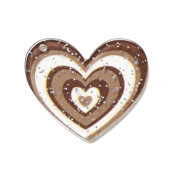 

PandaHall Transparent Plastic Pendants, Random Hole Left or Right, with Sequin, Heart, Sienna, 28.5x30x1.5mm, Hole: 1.5mm Plastic Heart..., Brown