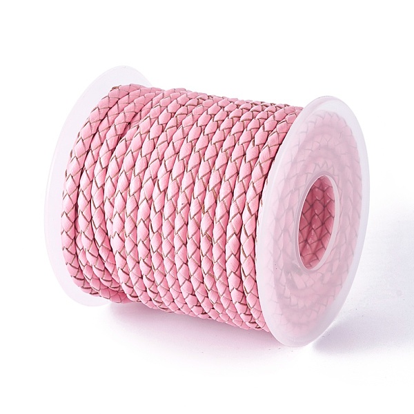 

PandaHall Braided Cowhide Cord, Leather Jewelry Cord, Jewelry DIY Making Material, with Spool, Pink, 3.3mm, 10yards/roll Cowhide Round Pink