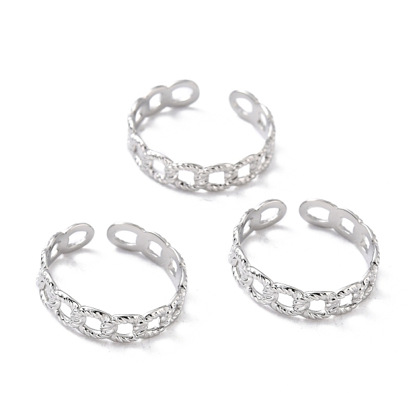 

PandaHall 304 Stainless Steel Finger Rings, Cuff Rings, Long-Lasting Plated, Textured Curb Chain Shape, Stainless Steel Color, US Size 7 3/4...