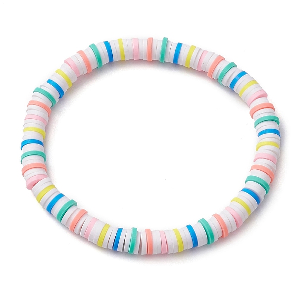 

PandaHall Rainbow Color Disc Handmade Polymer Clay Beaded Stretch Bracelets for Women, Colorful, Inner Diameter: 2-1/4 inch(5.55cm) Polymer...